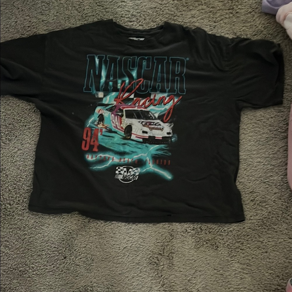 Nascar Black Short Sleeve Tee with Graphic Design